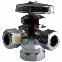 FD-518 1/2" IPS x 3/8" x 3/8" Dual Stop Valve