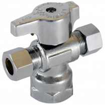 FD-518Q2 1/2" FIP x 3/8" OD x 1/4" OD CP Brass 1/4 Turn Dual Stop LF