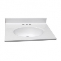 LC-M30 25" x 19" Cultured Marble Vanity Top, White