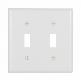 CWD-2139W 2 Gang PVC Toggle Switch Plate - white