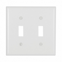 CWD-2139W 2 Gang PVC Toggle Switch Plate - white