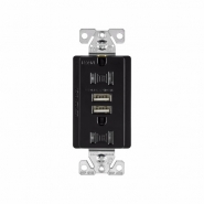 CWD-TR7755BK Duplex Receptacle 15A 125V plus 2 USB charger 3.1A - Black