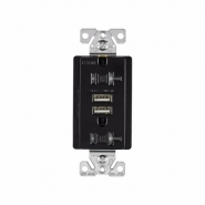 CWD-TR7756BK Duplex Receptacle 20A 125V plus 2 USB charger 3.1A - Black