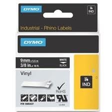 DYM-18443 Dymo - 3/8" x 18 feet - black on white vinyl