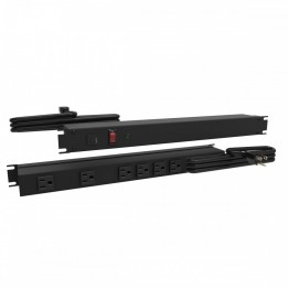 HAM-1583H6A1SBK 6 Outlet 15A Rack Mount Power Bar - w/switch & surge prot.