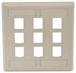 HUB-IFP29EI 9 Port Face Plate - Double Gang - Electric Ivory