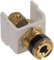 HUB-SFSPGBKW Speaker Binding Post - Gold/Black Stripe - White