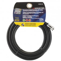 MNSTR-14003000 Premium Coax Patch Cord - RG6/U Quad - 12' - Black