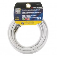 MNSTR-14003100 Premium Coax Patch Cord - RG6/U Quad - 12' - White