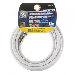 MNSTR-14003700 Premium Coax Patch Cord - RG6/U Quad - 6' - White