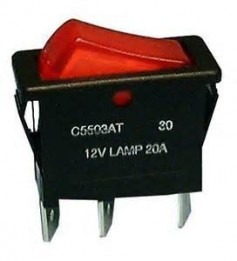 PHIL-30550 Rocker Switch Lit Red - SPST On/Off 15A 12Vdc