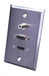 VAN-120953X Stainless Steel Wall Plate - VGA/3.5mm/HDMI