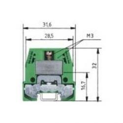 WIE-5550491530 WKM4SL/15 - DIN Rail Feed Thru Block - Green/Yellow