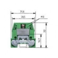 WIE-5550491530 WKM4SL/15 - DIN Rail Feed Thru Block - Green/Yellow