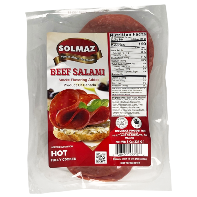 12-163-2 SOLMAZ BEEF SALAMI HOT 10/8 OZ
