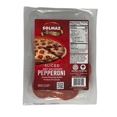 12-164-2 SOLMAZ BEEF & CHICKEN PEPPERONI 10/8 OZ