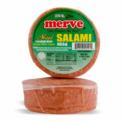 12-182-2 MERVE HALAL BEEF SLICED SALAMI PLAIN 12/8 OZ