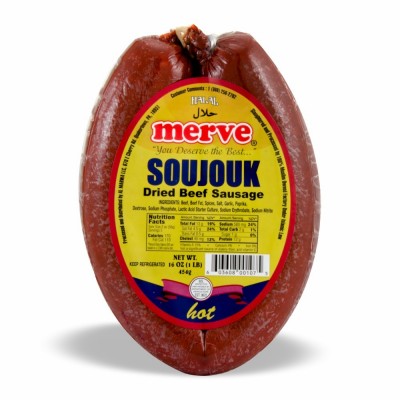 12-184-2 MERVE HALAL BEEF SOUJOUK HOT ROUND 12/1 LT