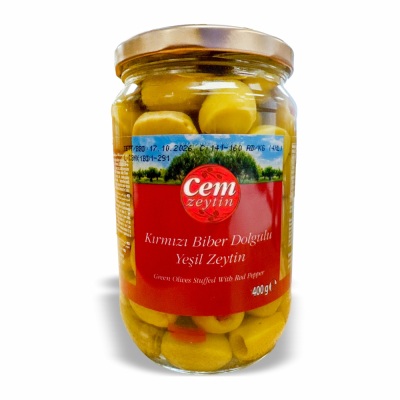 21-298-2 CEM GREEN OLIVE STUFFED W/PEPPER 12/400 GR