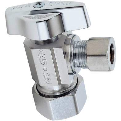 FD-556 1/2" N Comp x 3/8" OD Quarter Turn Angle Stop Valve