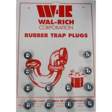 WC-524A Assorted Rubber Trap Plug, 12/card