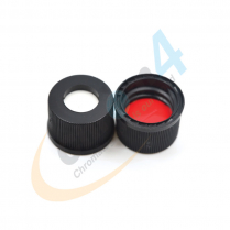 C06050-13 13mm Black Screw Cap, Bonded Red PTFE/White Silicone