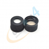 C06050-13SBL 13mm Black Screw Cap, Tan PTFE/White Silicone