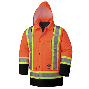  6 In One Parka Hi Vis Orange with Stripes