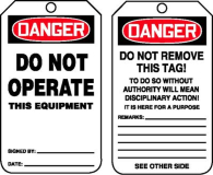 CTS-MDT170CTP MDT170CTP "DANGER DO NOT OPERATE" TAGS (25/PK)