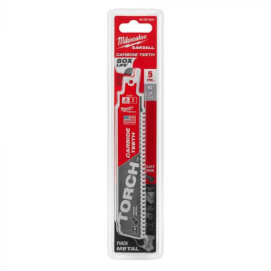 CUE-48005501 48-00-5501 MILWAUKEE SAWZALL C- TORCH BLADE 6" 7TPSI 5PK