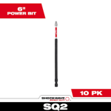 HTU-48324815 MILWAUKEE SHOCKWAVE  6” Impact Square Recess #2 Power Bits