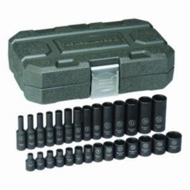 HTU-84901 28-PC 1/4" DRIVE 6 POINT STANDARD & DEEP METRIC IMPACT SOCKE