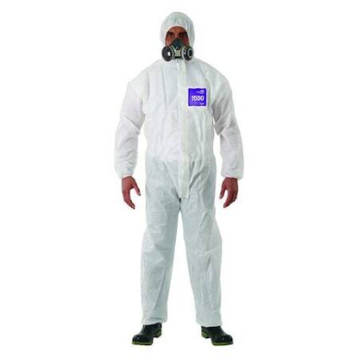 SAE-681800/MED WH18-B-92-111-03/MED ANSELL WHITE DISPOSABLE COVERALL SZ:MED
