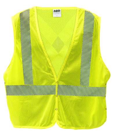 SAF-TVHV0A24XL AGO HV-0A2 HI-VIZ YELLOW ARC/FR MESH VEST,TEAR AWAY,SIZE 4XL