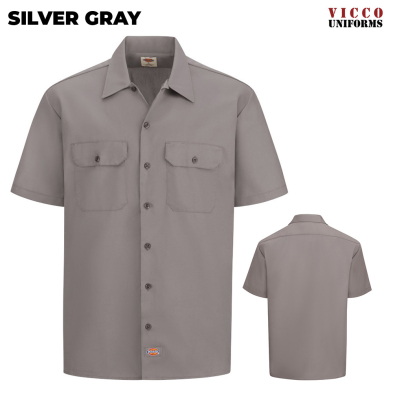 SAH-1574/GREY/L 1574 MENS DICKIES SS WORK SHIRT GREY LARGE
