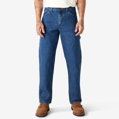 SAH-1993SNB_40_32 DICKIES RELAXED FIT CARPENTER JEAN ,W 40 ,L 32,SW IND BLUE