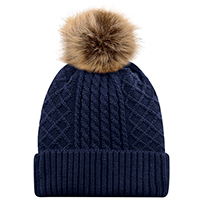SAH-1E140LNV/BG 1E140L-NV/BG,  CUFF TOQUE, POM POM