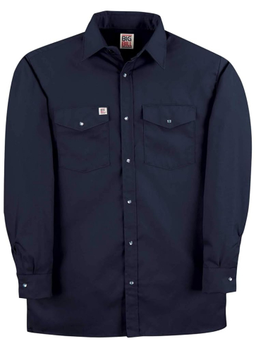 SAH-247NAYLG BIG BILL 247 SNAP WORK SHIRT, NAVY, LG
