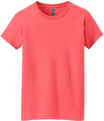 SAH-5000L/CORAL/S 5000L GILDAN WOMENS COTTON TEE CORAL SMALL