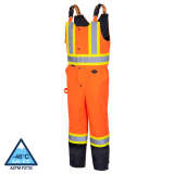 SAH-5040BBL 5040BB QUILTED BIB OVERALL HI VIZ ORANGE W/STRIPES, LARGE