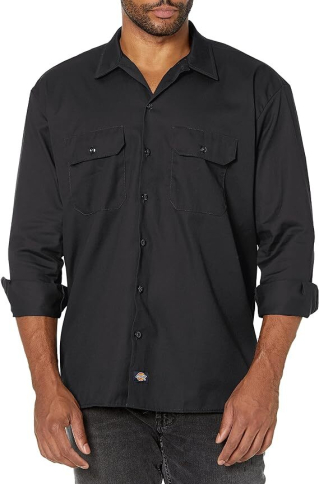 SAH-574/BLACK/3X 574 MENS DICKIES LONG SLEEVE WORK SHIRT BLACK 3X