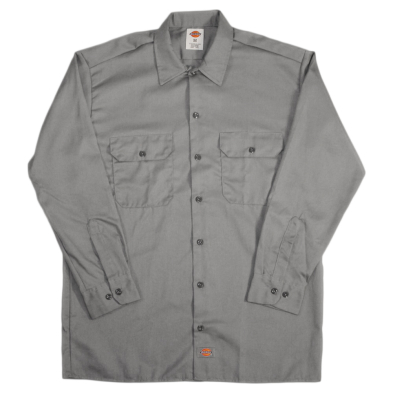SAH-574/GREY/M 574 MENS DICKIES LONG SLEEVE WORK SHIRT GREY MED