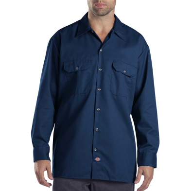 SAH-574/NAVY/3X 574 MENS DICKIES LONG SLEEVE WORK SHIRT NAVY 3X