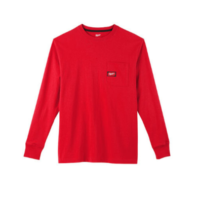 SAH-601RM MILWAUKEE 601 LONG SLEEVE POCKET T-SHIRT RED MEDIUM