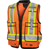 SAH-6676/OR/L 6676 PIONEER HI VIZ ORANGE SURVEYORS VEST - LARGE