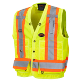 SAH-6677/YELLOW/S 6677 HI-VIZ YELLOW SURVEYOR'S VEST SMALL