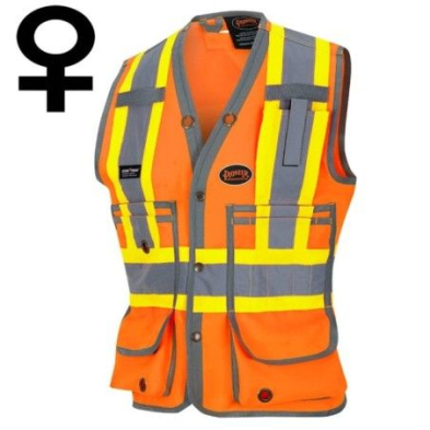 SAH-6692W/OR/M 6692W WOMENS SURVEYORS VEST HI VIS ORANGE MED