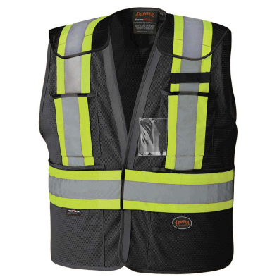 SAH-6933BKL/XL PIONEER 6933 HI VIS MESH SAFETY VEST BLACK L/XL