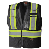 SAH-6933BKL/XL PIONEER 6933 HI VIS MESH SAFETY VEST BLACK L/XL