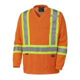 SAH-6984XL 6984 ORANGE L/S TRAFFIC SHIRT, XL